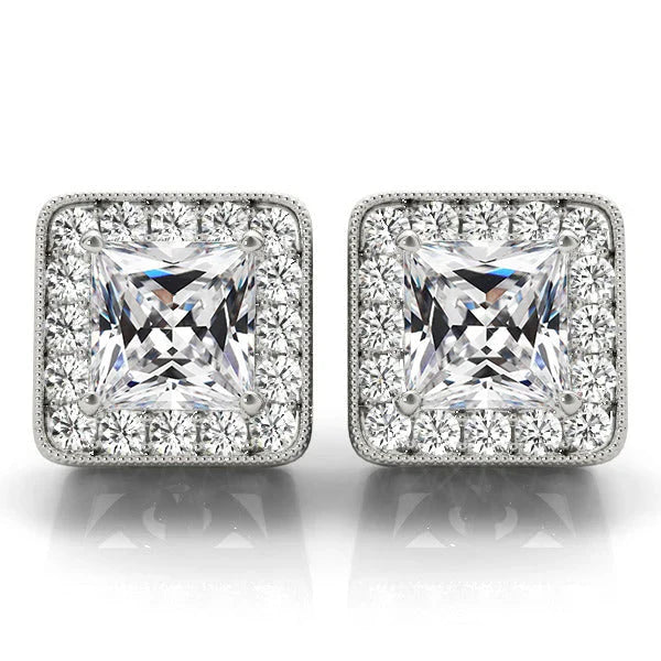 Stud Earrings 14 Karat White Gold with Diamond – main view