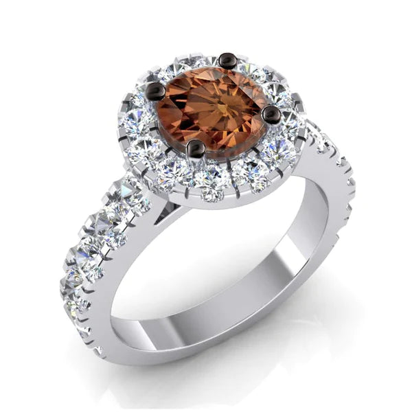 Halo Style Brown CVD Diamond Ring Gold Ladies Jewelry - Engagement Ring-harrychadent.ca