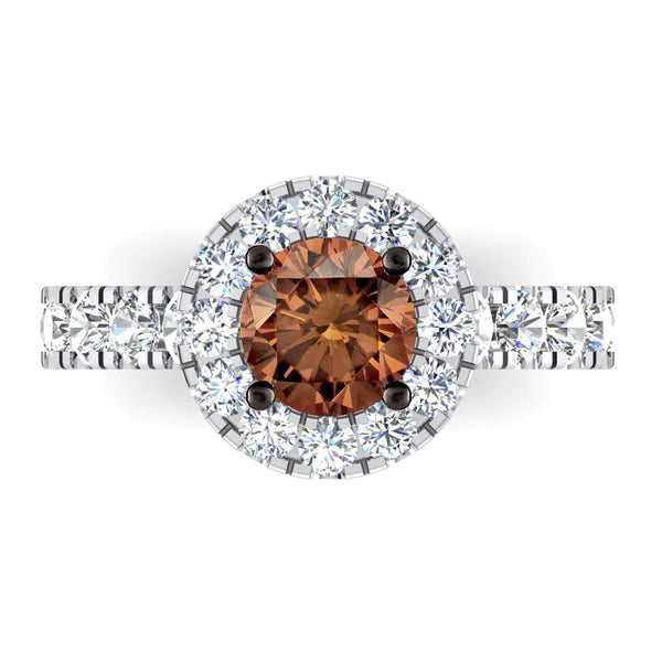 Halo Style Brown CVD Diamond Ring Gold Ladies Jewelry - Engagement Ring-harrychadent.ca