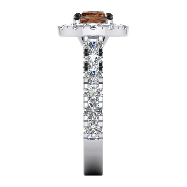 Halo Style Brown CVD Diamond Ring Gold Ladies Jewelry - Engagement Ring-harrychadent.ca