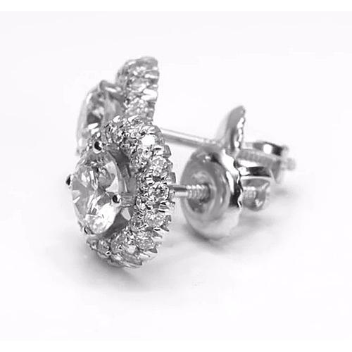 Round Natural Diamond Stud Earring 2.50 Carats White Gold 14K