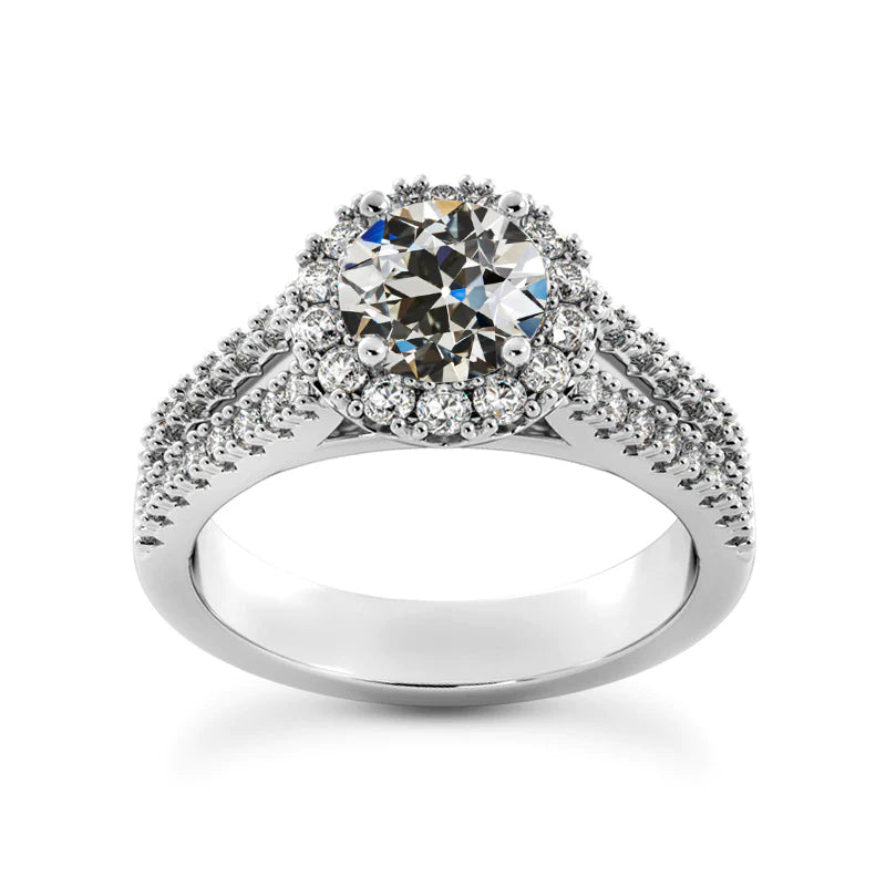 Halo Wedding Ring Old Miner Real Diamond Double Row Accents 5.25 Carats