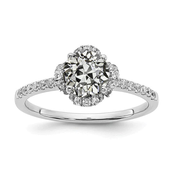 Halo Wedding Ring With Accents Round Old Miner Real Diamond 3 Carats
