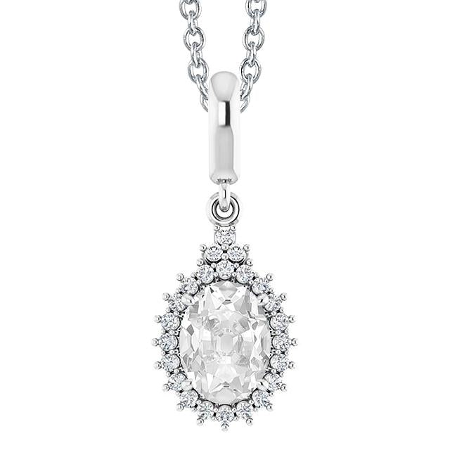 Halo Women’s Jewelry Real Diamond Pendant Oval Old Miner 4.50 Carats 14K
