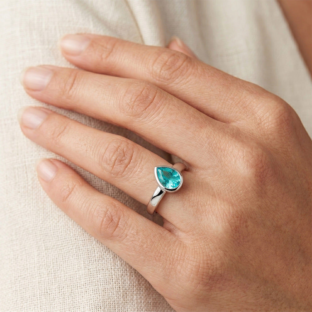 Handcrafted Neon Paraiba Colored Stone Ring 1.25 ct