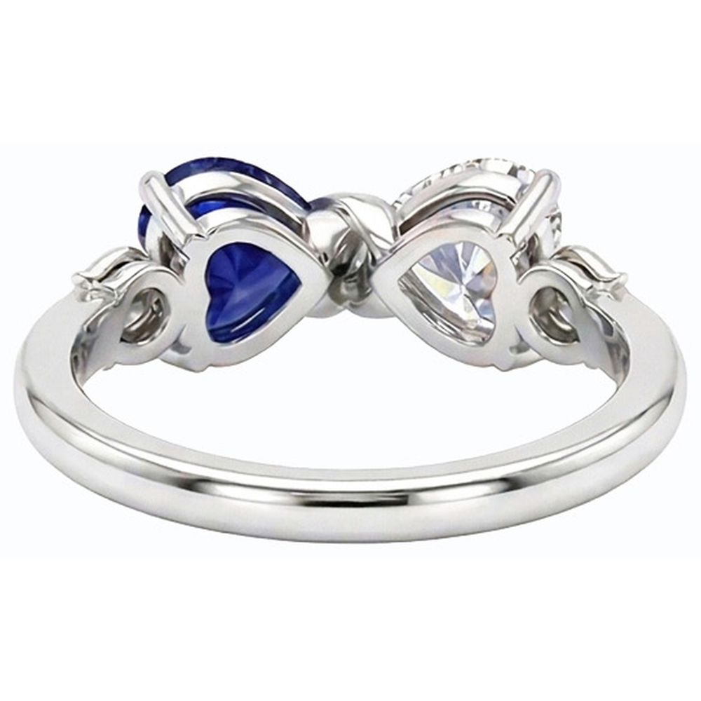 natural heart sapphire 3ct ring on white background