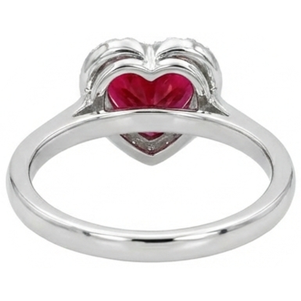 natural round ruby 3.35ct ring on white background