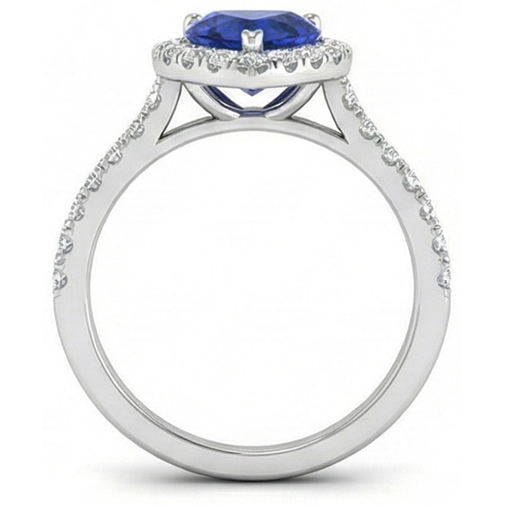 natural round sapphire 3.90ct ring profile view
