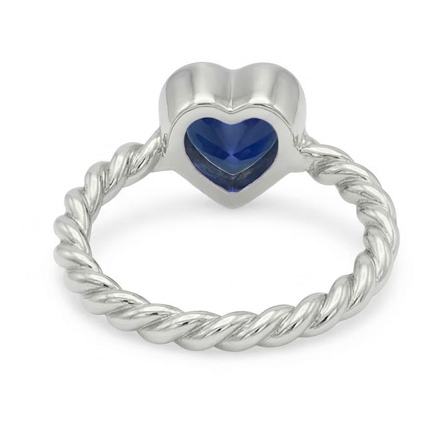 Heart Solitaire Blue Sapphire Ring Bezel Set 1.50 Carats Rope Style