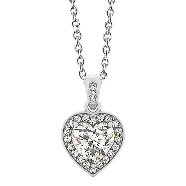 Heart And Round Cut 2.65 Ct Genuine Diamonds Pendant Necklace White Gold 14K