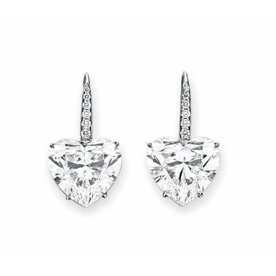 Heart And Round Real Diamond Drop Earring Gold Women Jewelry 3 Carats
