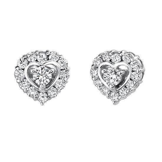 Heart Shape Removable Jackets Stud Earrings 4.10 Carats Round Genuine Diamond