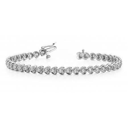 Heart Shape Tennis Bracelet 6 Ct Round Cut Real Diamonds White Gold 14K - Tennis Bracelet-harrychadent.ca