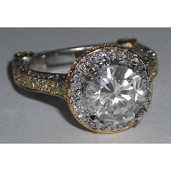 Hidden Halo Genuine Diamond Engagement Ring Euro Shank Two-Tone
