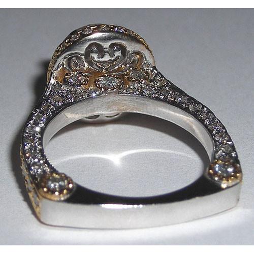 Hidden Halo Genuine Diamond Engagement Ring Two-Tone Jewelry