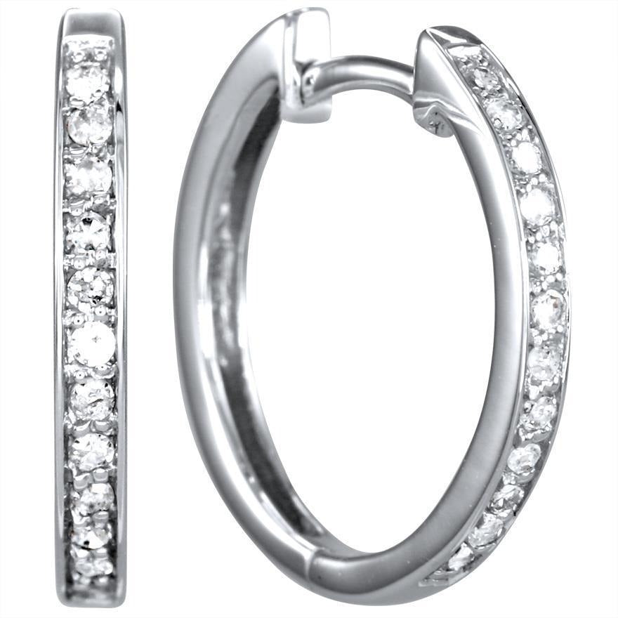 Hoop Earrings 14K White Gold Brilliant Cut Sparkling 2.60 Ct Real Diamonds - Hoop Earrings-harrychadent.ca