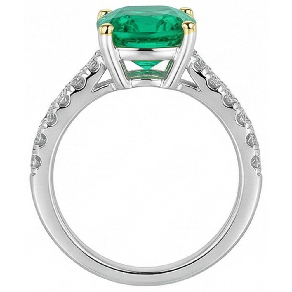 Brilliant Colombian Emerald Gemstone Ring 5 ct – top view
