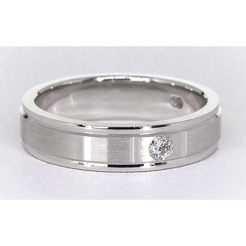 Lab Grown Diamond 0.25 Carats Gypsy Round Brushed Finish Anniversary Band White Gold 14K