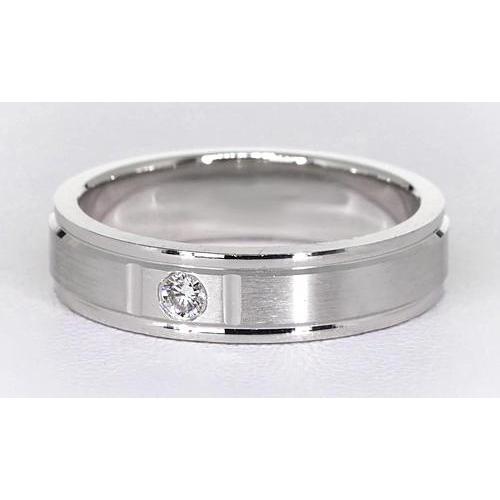 Lab Grown Diamond 0.25 Carats Gypsy Round Brushed Finish Anniversary Band White Gold 14K