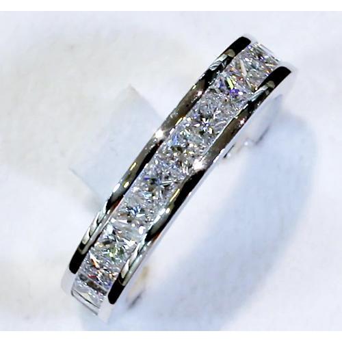 Lab Grown Diamond Anniversary Band 4.60 Carats Princess Cut White Gold 14K