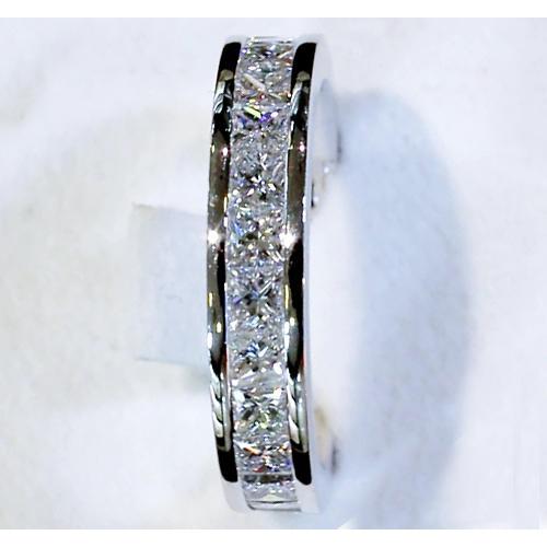 Lab Grown Diamond Anniversary Band 4.60 Carats Princess Cut White Gold 14K