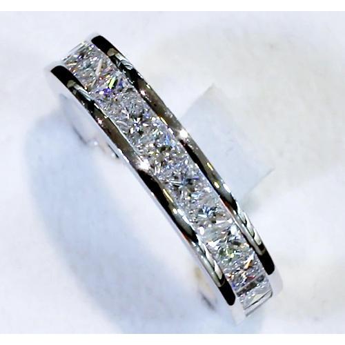 Lab Grown Diamond Anniversary Band 4.60 Carats Princess Cut White Gold 14K
