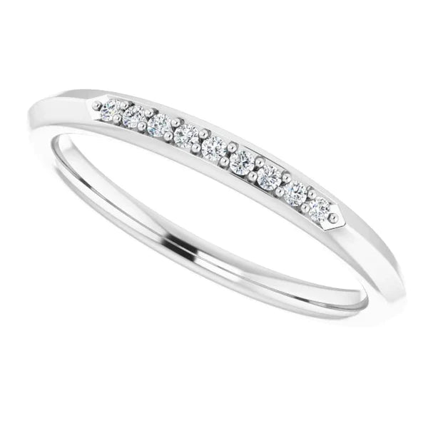 Lab Grown Diamond Anniversary Band Prong Setting 0.54 Carats Women Jewelry