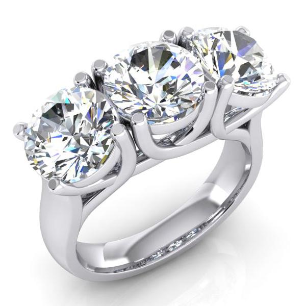 Lab Grown Diamond Band 3 Stone Gold White