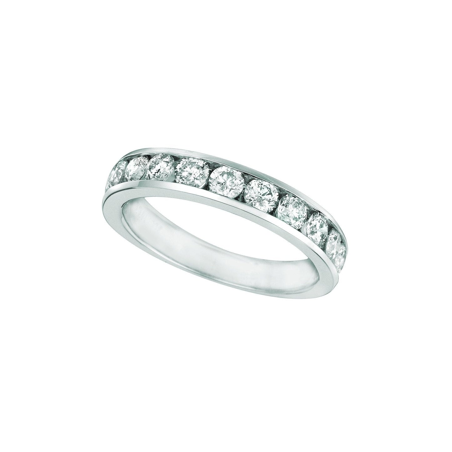 Lab Grown Diamond Channel Set Eternity Band 1.25 Carats 14K White Gold Jewelry - Half Eternity Band-harrychadent.ca