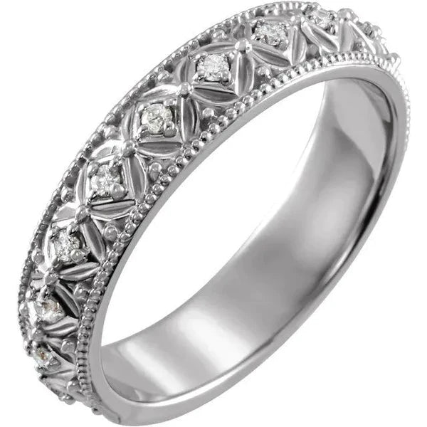 Lab Grown Diamond Comfort Fit Wedding Band 1.20 Carats Vintage Style Jewelry