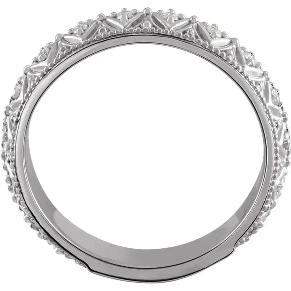 Lab Grown Diamond Comfort Fit Wedding Band 1.20 Carats Vintage Style Jewelry