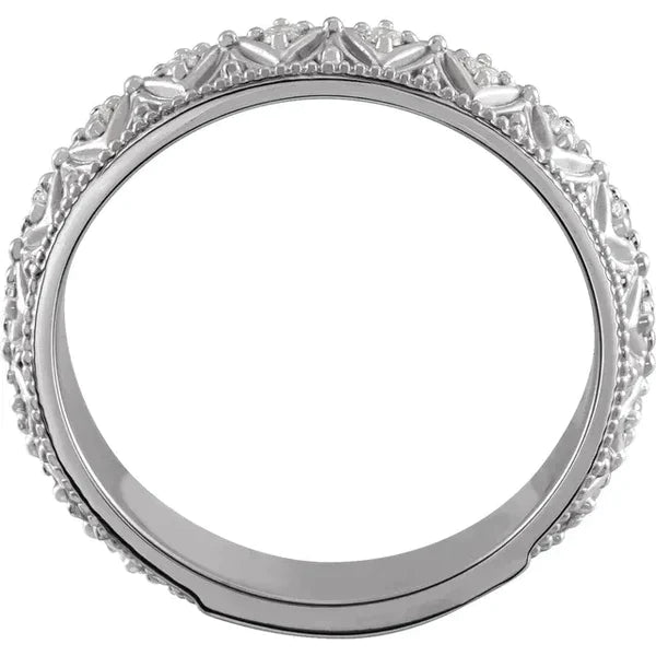Lab Grown Diamond Comfort Fit Wedding Band 1.20 Carats Vintage Style Jewelry