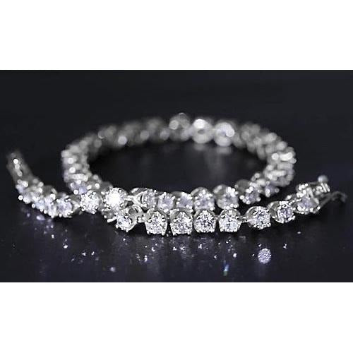 Lab Grown Diamond Tennis Bracelet Prong Set 8.60 Carats White Gold 14K Jewelry