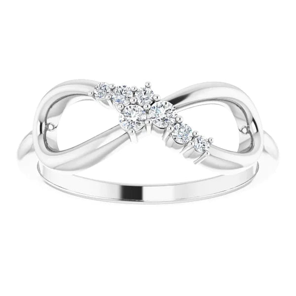 Real Diamond Wedding Anniversary Band 0.39 Carats Infinity Ladies Jewelry