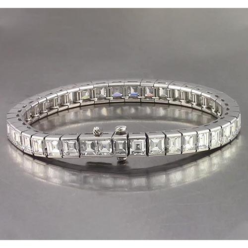 Lab Grown Diamonds Asscher Tennis Bracelet 26.65 Carats White Gold Jewelry New