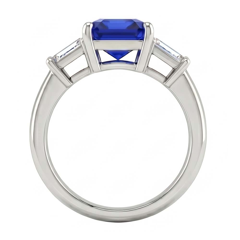 Ladies 3 Stone Sapphire Engagement Ring 2.50 Carats Baguette Natural Earth Mined Diamond ( Not Lab Grown )s
