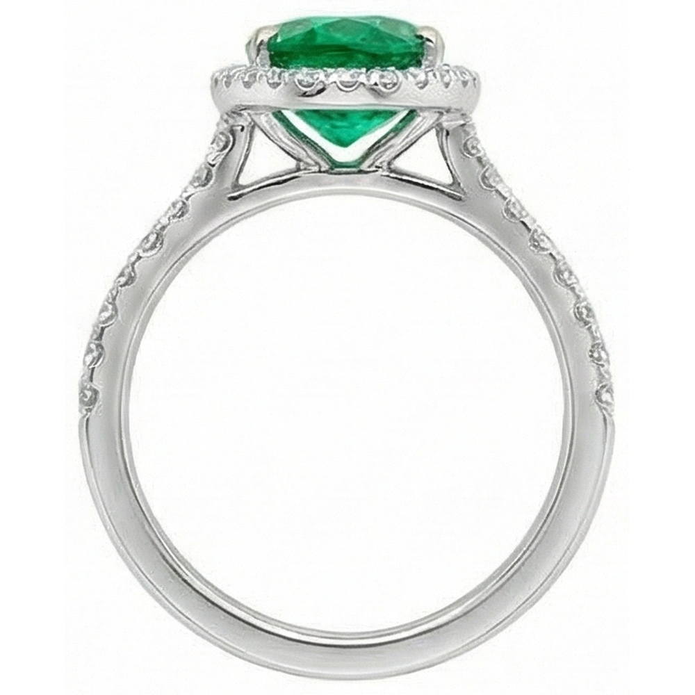 Ladies 5.25 Carats Green Emerald And Natural Earth Mined Diamond Ring White Gold 14K