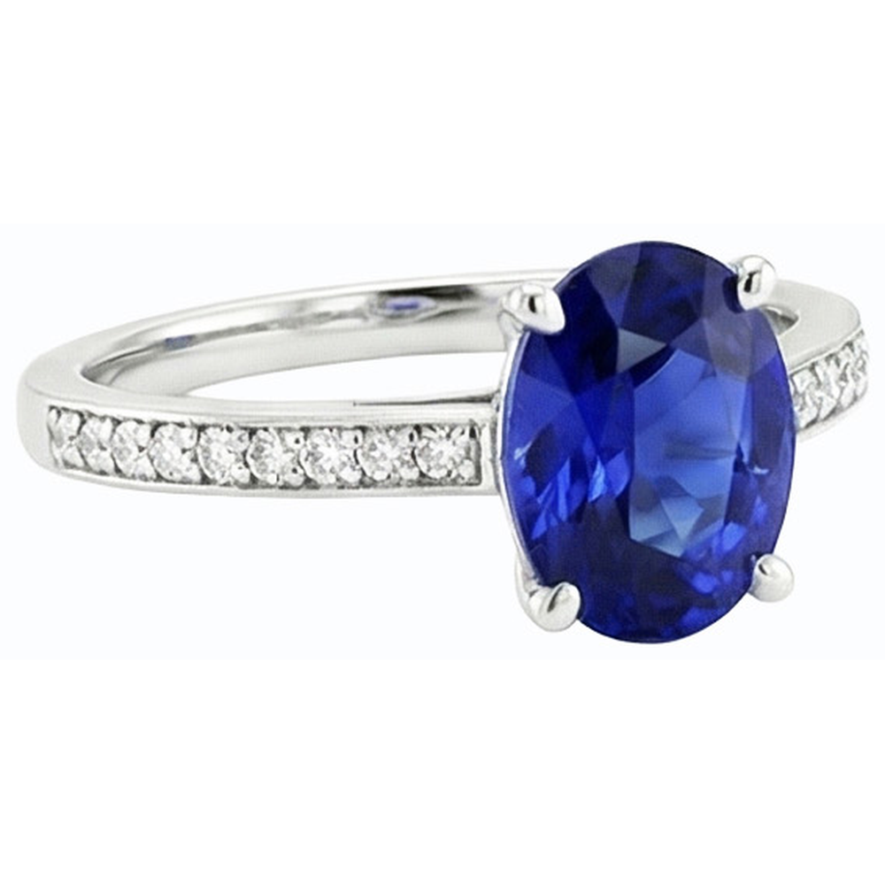 Ladies Gemstone Ceylon Sapphire Ring Channel Set Natural Earth Mined Diamond ( Not Lab Grown )s 4.50 Carats