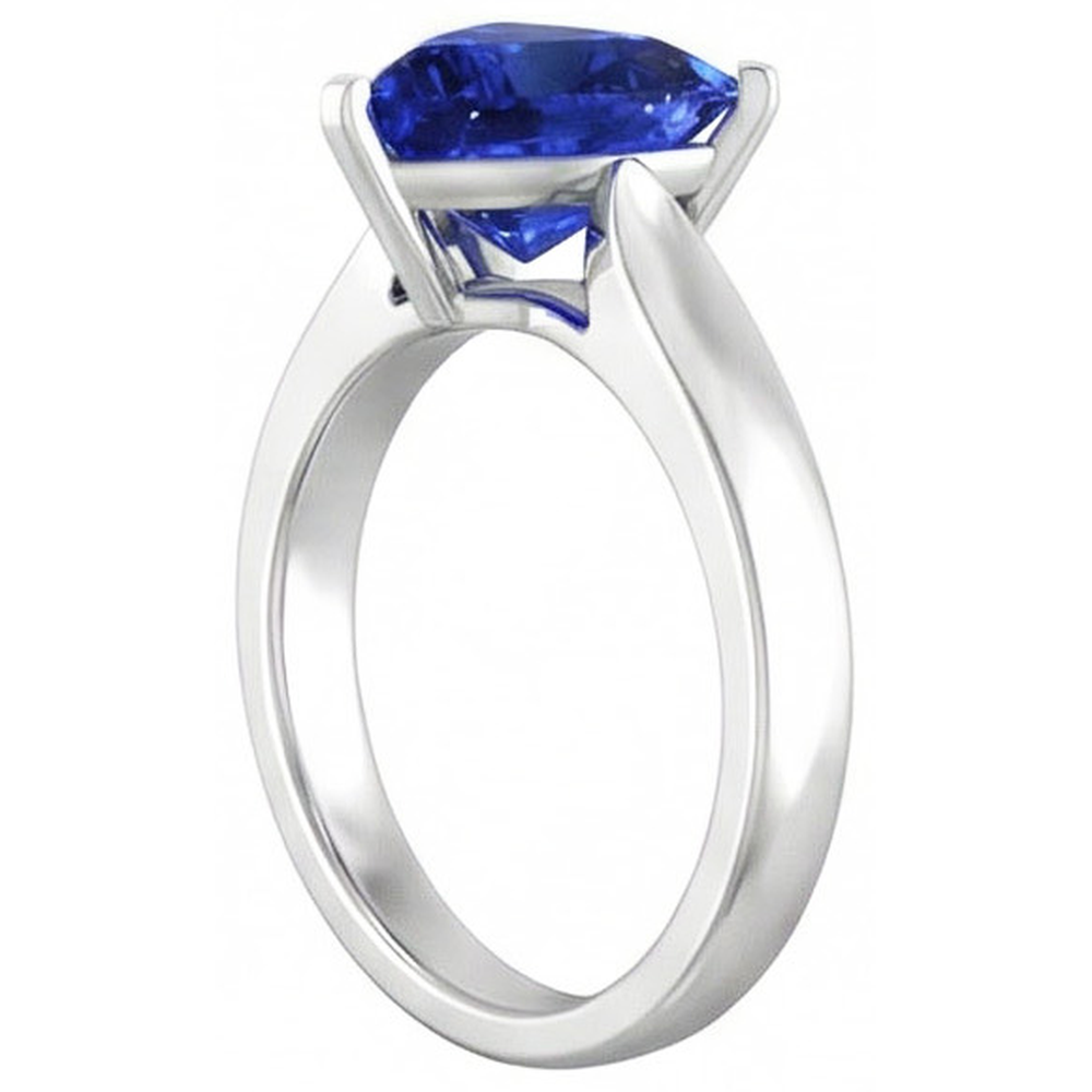 Ladies Solitaire Trillion Sapphire Ring 1.50 Carats White Gold Jewelry