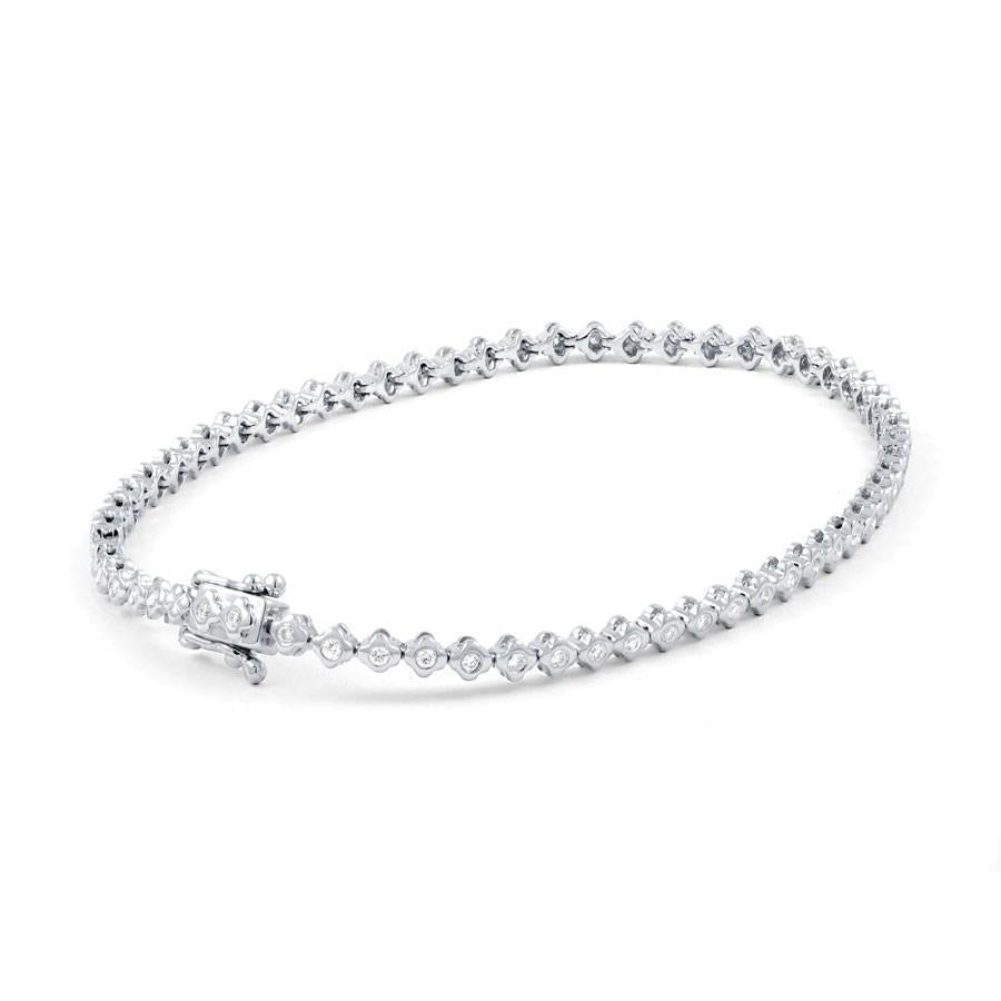 Ladies Bracelet 3 Carats Round Cut Small Natural Diamonds White Gold 14K