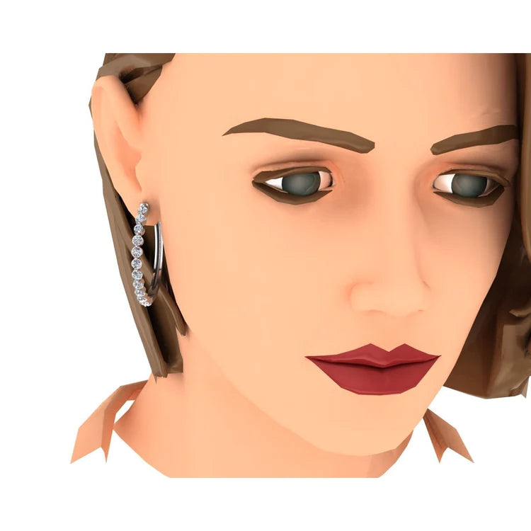 Floating Round Genuine Diamond Hoop Earrings 3.60 Carats 1.5 Inches