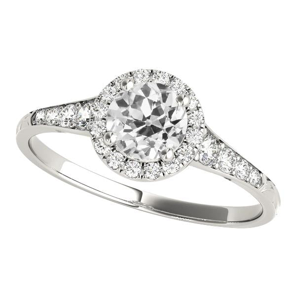 Ladies Halo Engagement Ring Round Old Mine Cut Genuine Diamonds 3.50 Carats