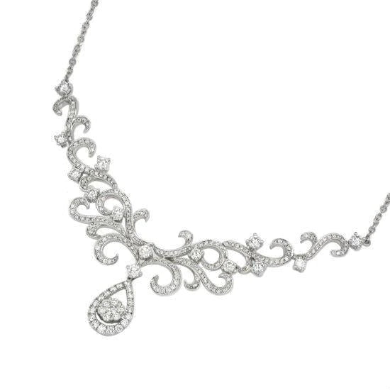 Ladies Necklace Round Brilliant Cut 8 Carats Natural Diamonds White Gold