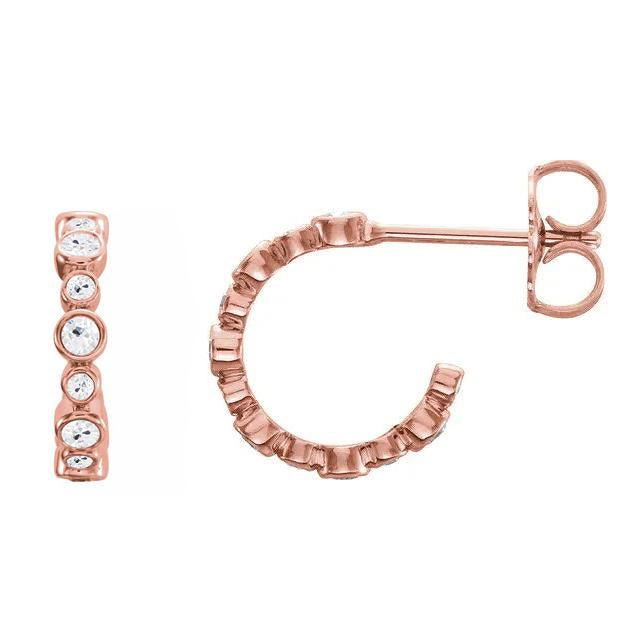 Ladies Open Hoop Earrings Old Miner Real Diamonds 13.50 Carats Rose Gold