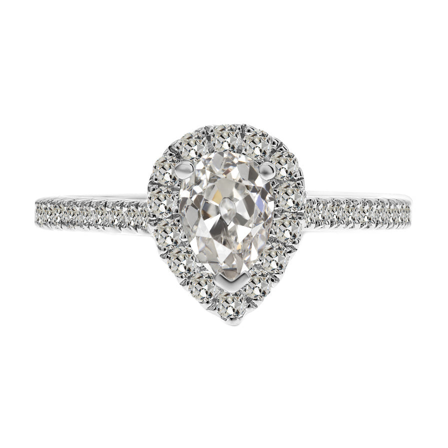 Real Fine Diamond Halo Ring 2 ct 14K White Gold – main view