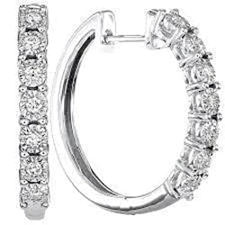 Ladies Real Diamond Hoop Earring Pair Fine White Gold 3 Carats Jewelry