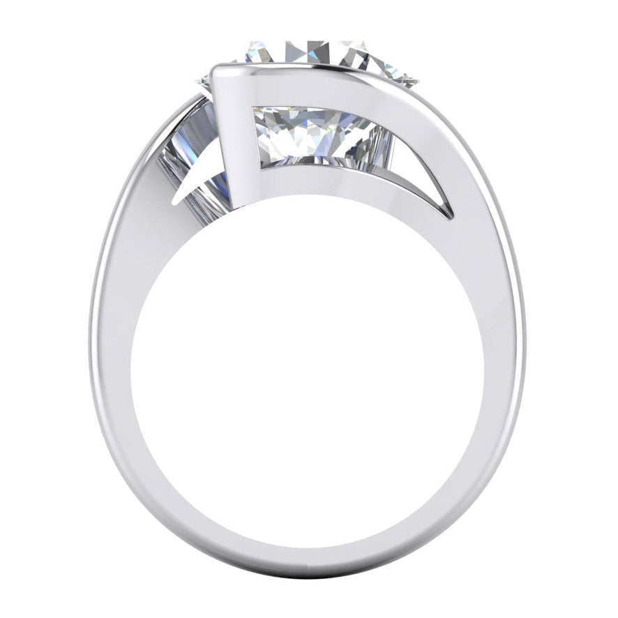Ladies Round Real Diamond Ring Open Side View Gold F VS1 Jewelry