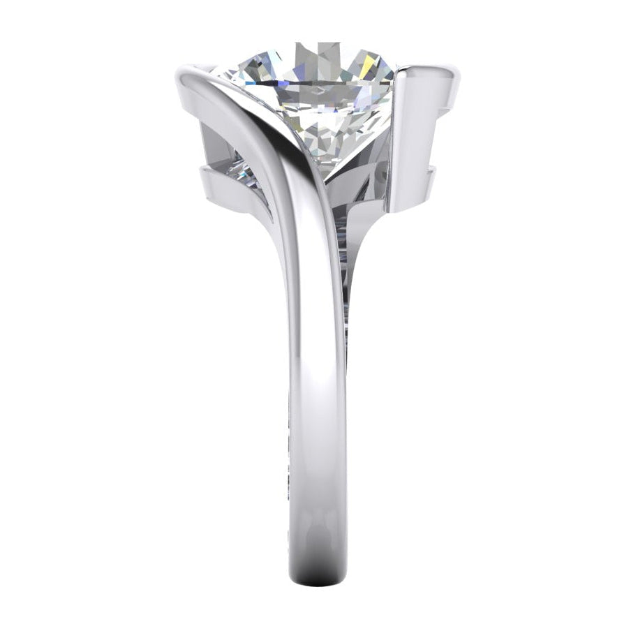 Ladies Round Real Diamond Ring Open Side View Gold F VS1 Jewelry