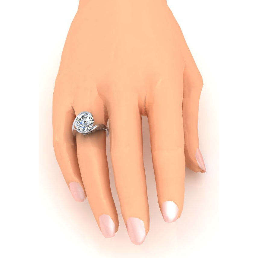 Ladies Round Real Diamond Ring Open Side View Gold F VS1 Jewelry