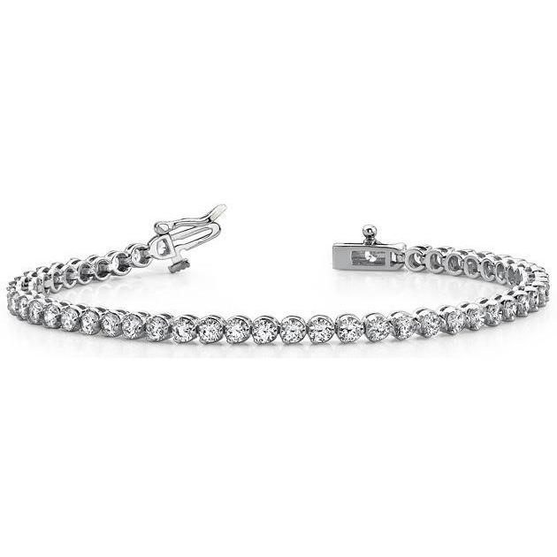 Ladies Round Real Diamond Tennis Bracelet Solid White Gold 14K 7.50 Ct